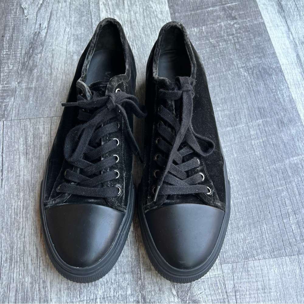 Vince Mens Tiller Low-top Velvet Sneakers BLACK size 7